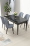 Hanah Home Juego de mesa y sillas de comedor de 5 piezas - Mármol negro y gris